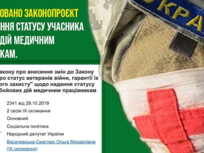 У Раді зареєстрували законопроект про надання статусу учасника бойових дій медпрацівникам  