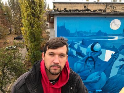 У прифронтовій Авдіївці створили мурал-оберіг з козаком Мамаєм