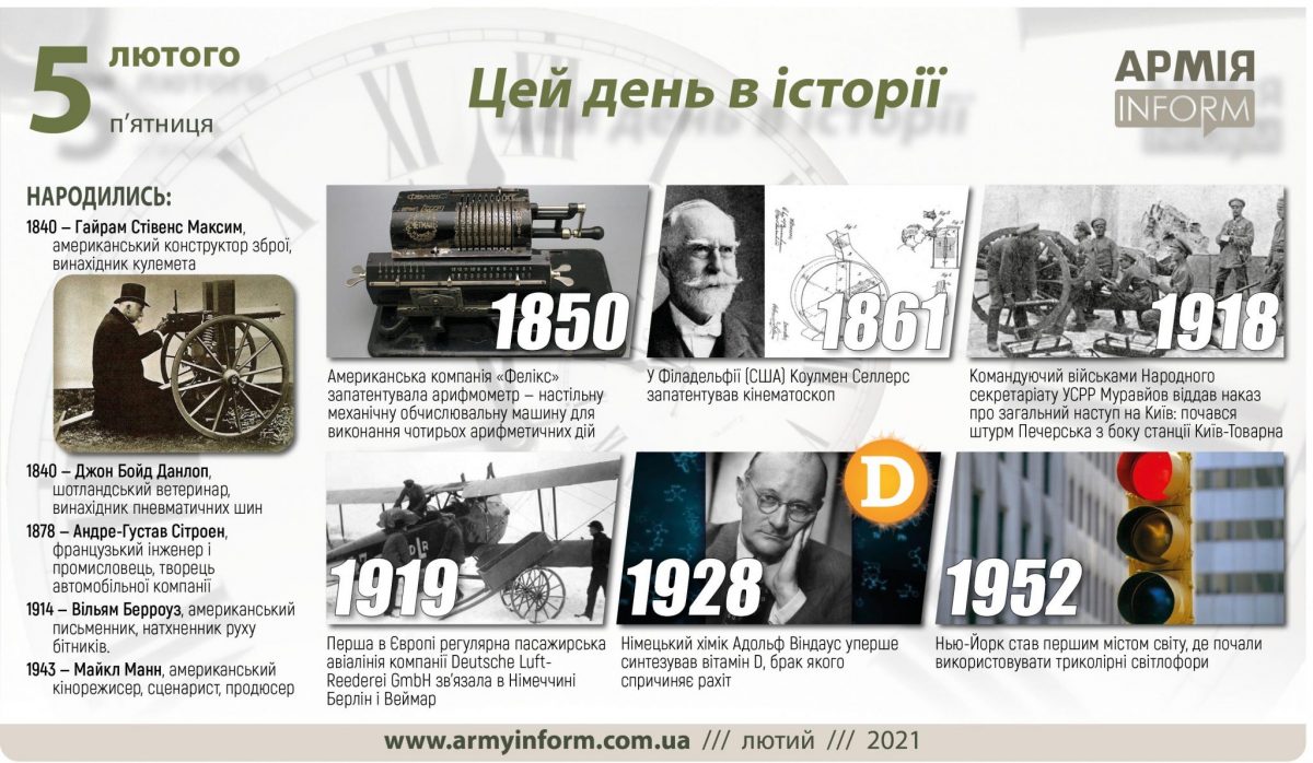 5 лютого. Цей день в історії