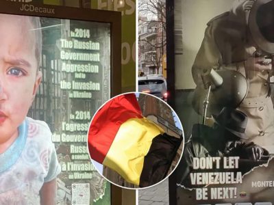 У столиці Бельгії з’явилися плакати про агресію Росії проти України. Фотофакт