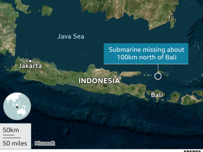 Рятувальники знайшли військовий підводний човен ВМС Індонезії  