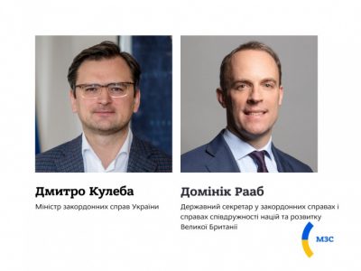 Дмитро Кулеба обговорив із Домініком Раабом військову та дезінформаційну ескалацію з боку Росії