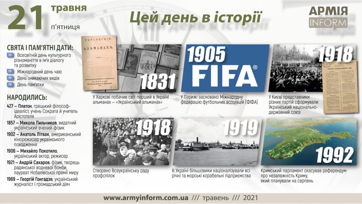 21 травня. Цей день в історії