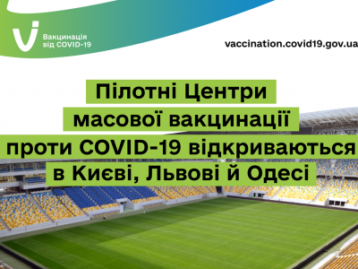 Пілотні центри масової вакцинації проти COVID-19 відкриваються в Києві, Львові й Одесі  