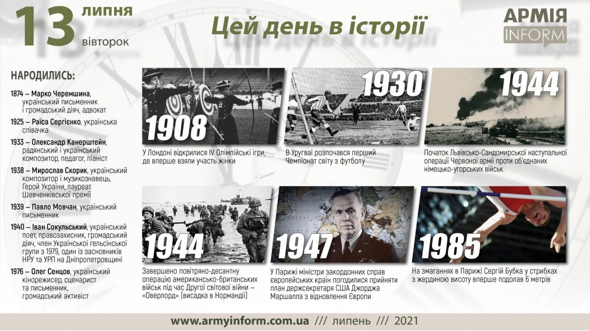 13 липня. Цей день в історії