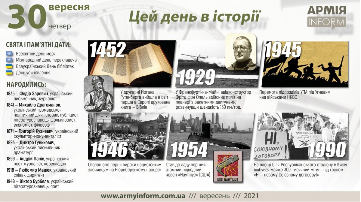 30 вересня. Цей день в історії