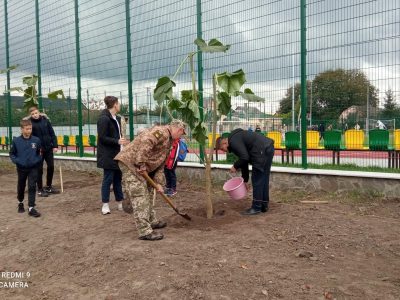Вінницькі ветерани з дітьми висадили «Алею миру»  