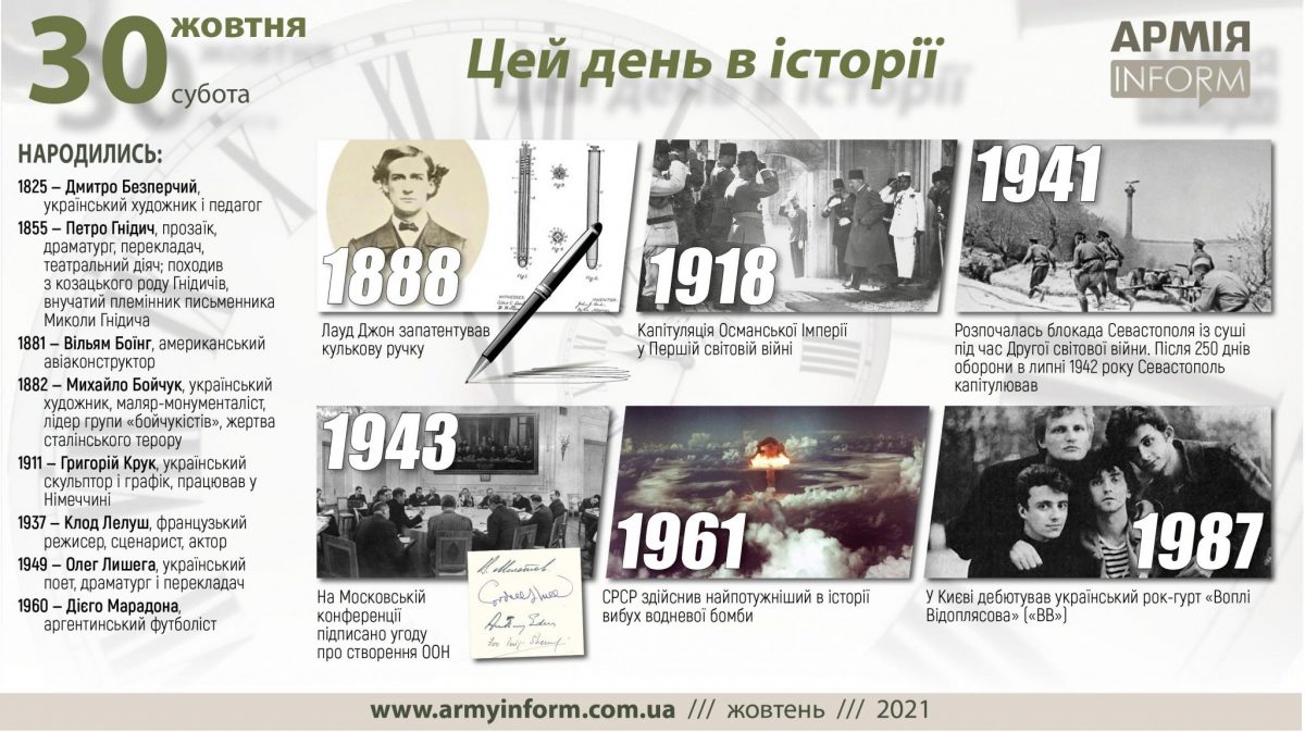 30 жовтня. Цей день в історії