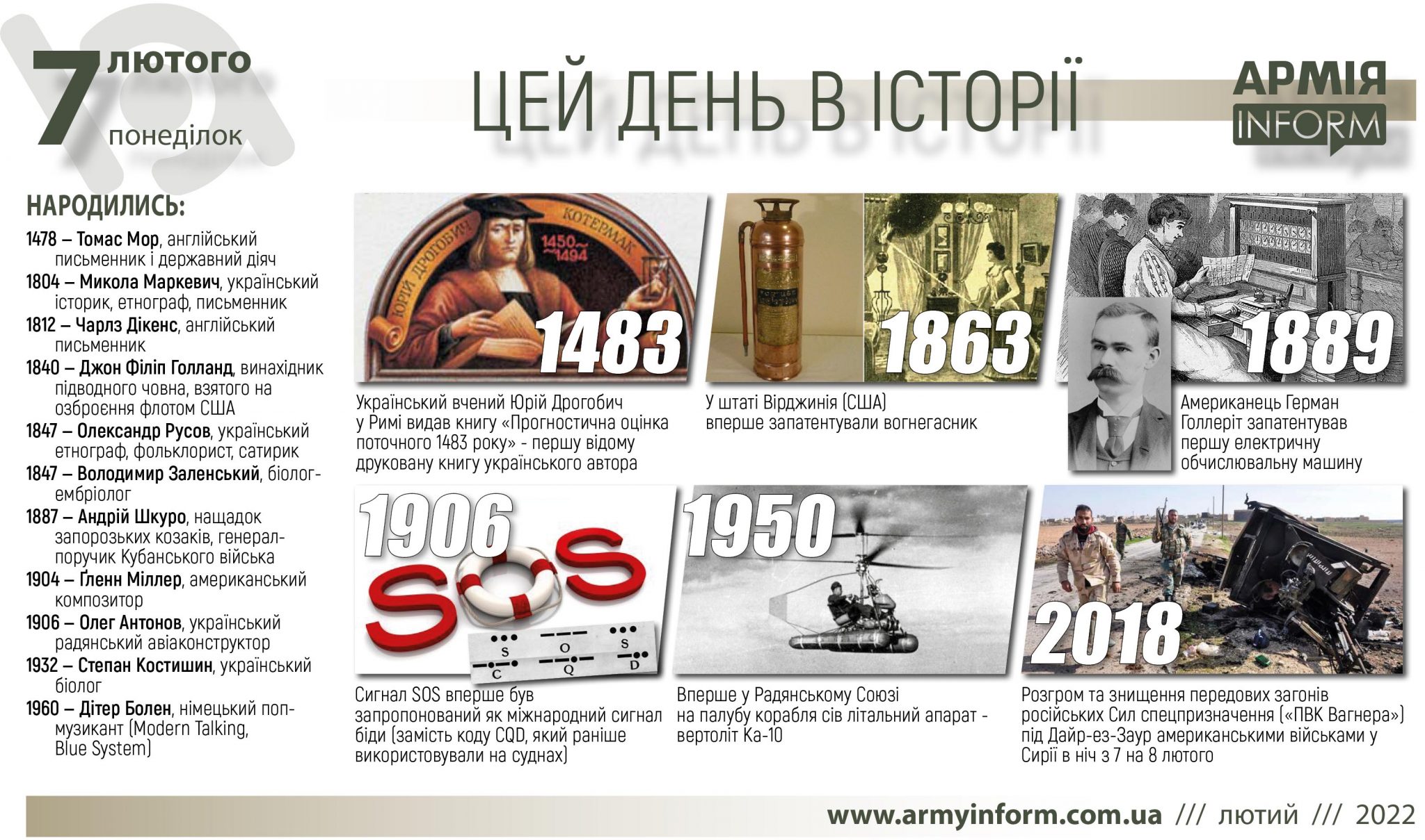 7 лютого. Цей день в історії