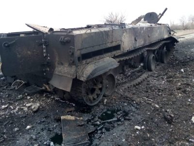 Артилерія гірських штурмовиків знищила ворожий танк і дві БМП  