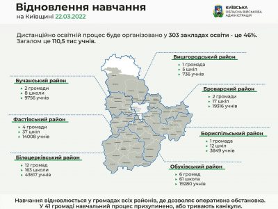 303 освітні заклади Київщини відновили свою роботу  