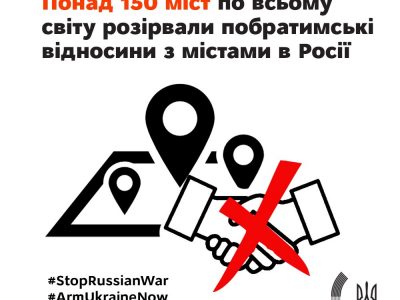 Більш ніж 150 міст у світі розірвали побратимські відносини з понад 160 містами росії