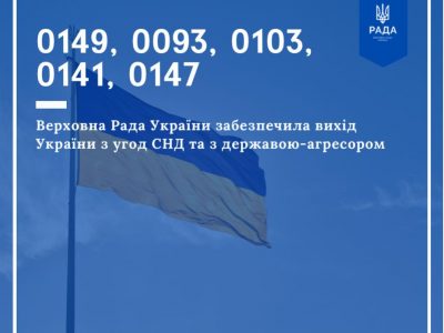 Верховна Рада забезпечила вихід України з угод СНД та з державою-агресором