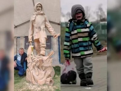Скульптура українського хлопчика, який плакав на кордоні із Польщею, перемогла на конкурсі у Лондоні  