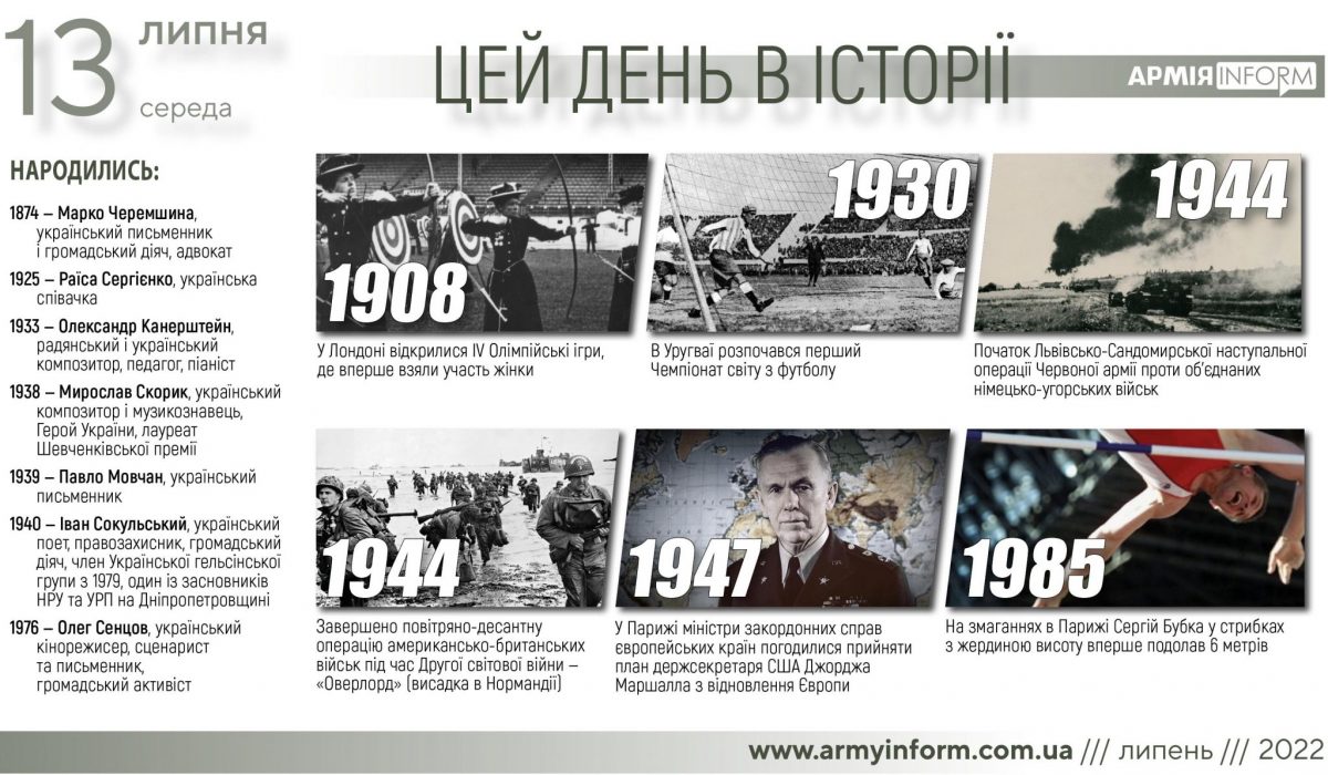 13 липня. Цей день в історії