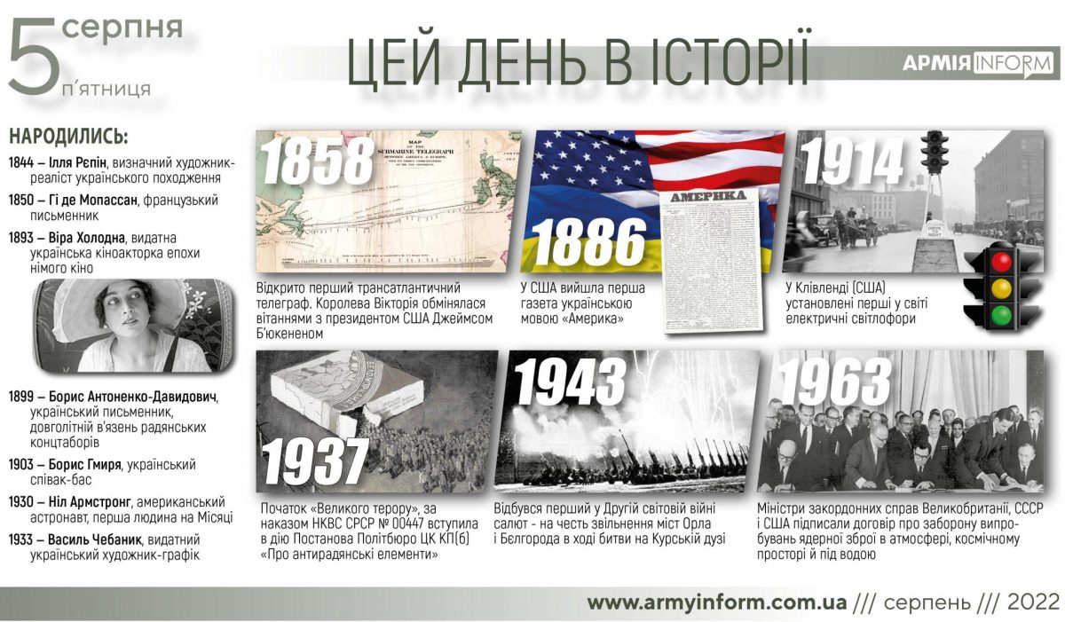 5 серпня. Цей день в історії