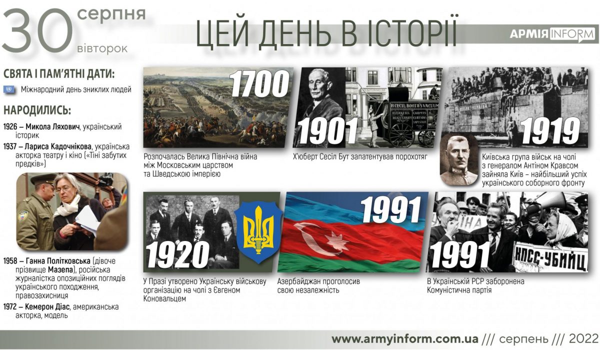 30 серпня. Цей день в історії
