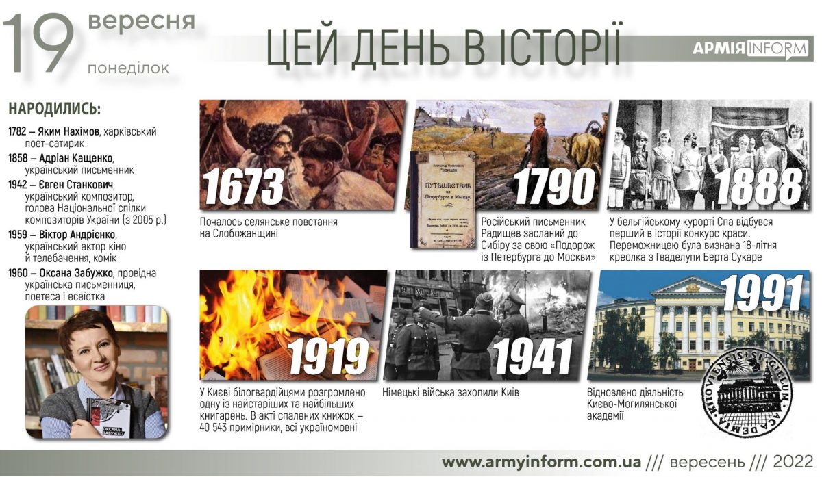 19 вересня. Цей день в історії