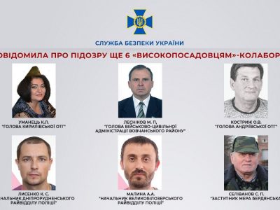 Під підозрою ще 6 «високопосадовців»-колаборантів на Харківщині і Запоріжжі – СБУ  