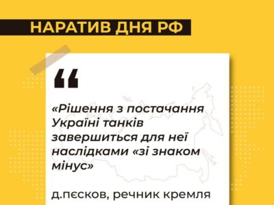 Центр протидії інформації про основний наратив, що сьогодні просувають російські ЗМІ  