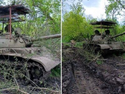 Захищений подвійним «мангалом» Т-55 таки доїхав в Україну  