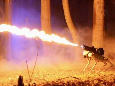 Thermonator — вогнеликий друг людини: у США представили робота-собаку з вогнеметом на спині  