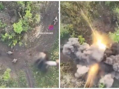 Справжній феєрверк — всього один скид зірвав наступ колони ворожих мотоциклістів  