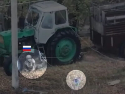 «Каска злетіла — слідом і власник»: 105-та бригада показала, як окупант рукою ловив FPV-дрон  