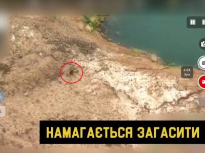 Охоплений полум’ям окупант спробував врятуватися у воді, проте FPV «телепортував» його назад на берег  