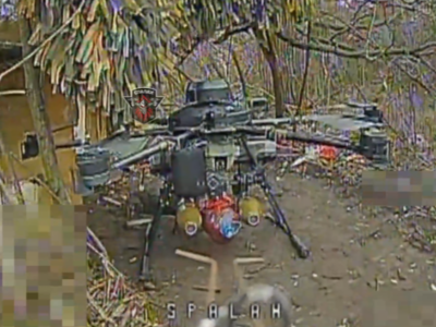 Добомбився: дронарі 28-ї бригади знищили важкий коптер ворога на точці злету  