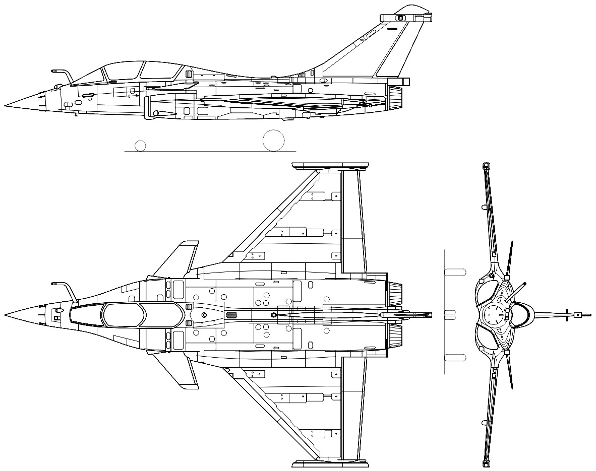 Креслення загального вигляду літака «Рафаль В». Малюнок: Kaboldy