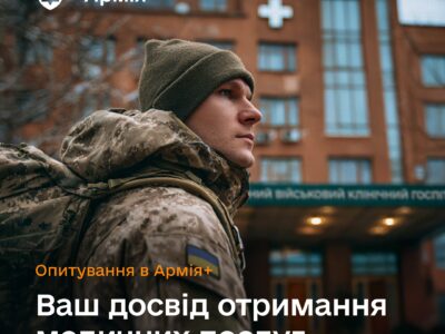 Покращення медичних послуг: у застосунку «Армія+» стартувало нове опитування для військовослужбовців  