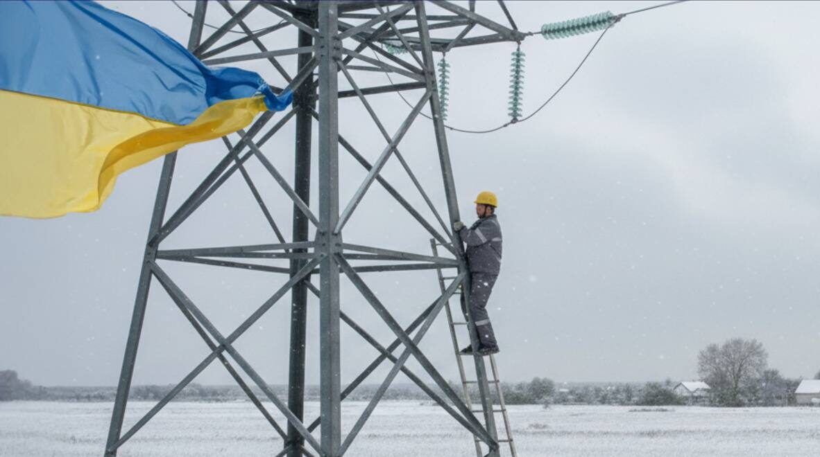 Співробітник ДТЕК ремонутє електромережу