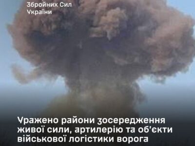 Серія ударів по позиціях окупантів: уражено живу силу, артилерію та склади забезпечення  