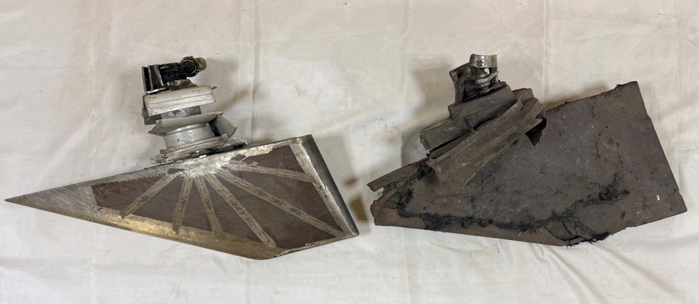 Порівняння конструкції аеробалістичного руля російської ракети Іскандер 9М723 (ліворуч) північнокорейської ракети КN-23 (праворуч)