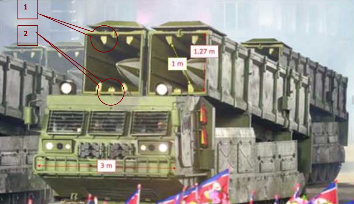 Скриншот зображення ракети КN-24 в контейнері на гусеничній пусковій установці