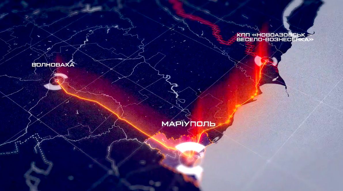 Карта з трасами Маріуполь — Таганрог та Маріуполь — Волноваха