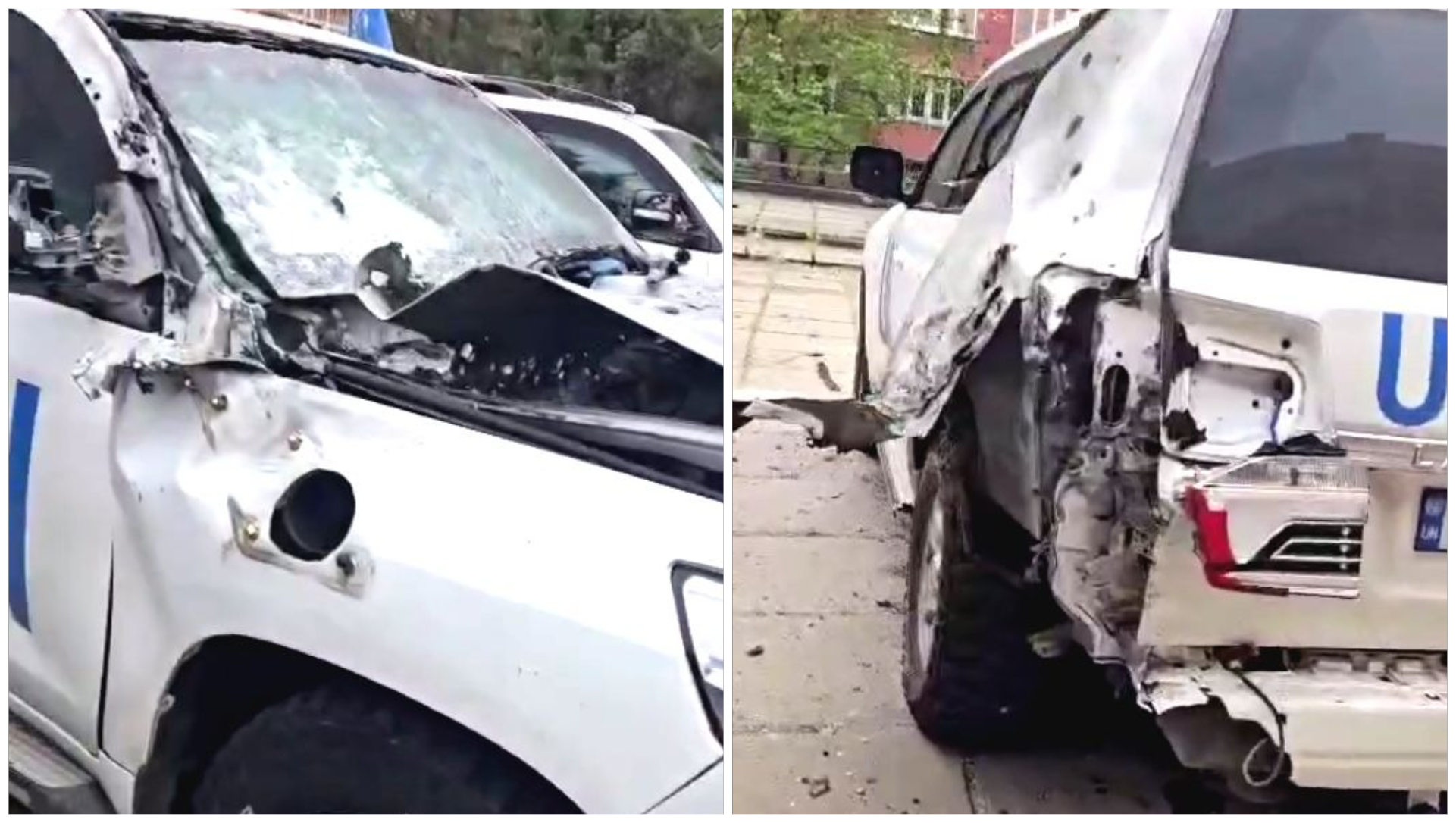 Авто ООН, пошкоджене російськими дронами у Херсоні