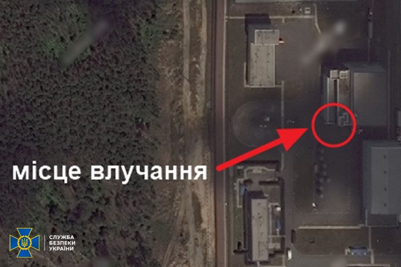 Мапа з вказаним місцем удару