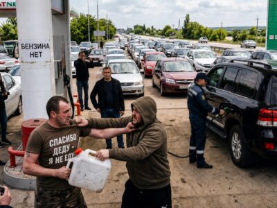 «Я тобі зуби виб’ю»: росіяни влаштовують «голодні ігри» за бензин, поки чиновники заправляються без черги