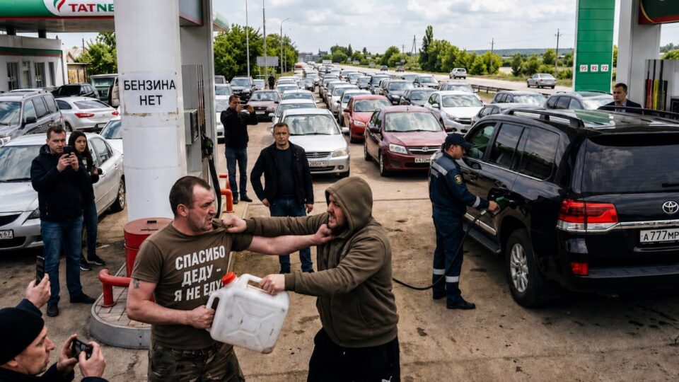 «Я тобі зуби виб’ю»: росіяни влаштовують «голодні ігри» за бензин, поки чиновники заправляються без черги 