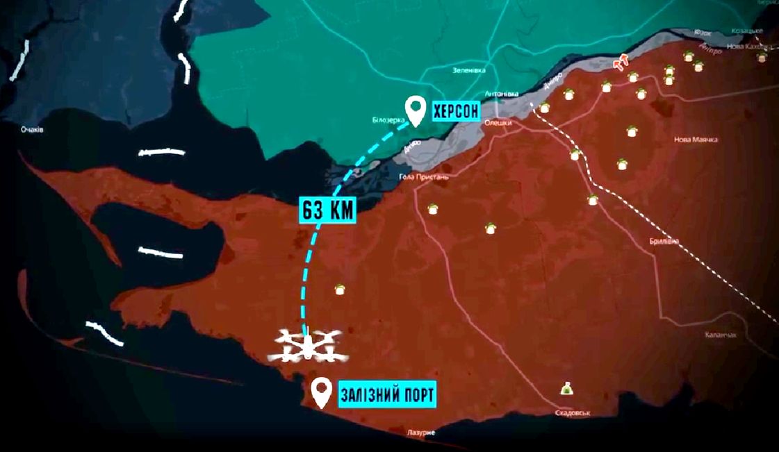Херсон та Залізний Порт на карті