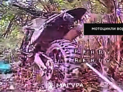 Спалили сім мотоциклів за раз: дрони «Маґури» навідались до схованки ворожих «байкерів»