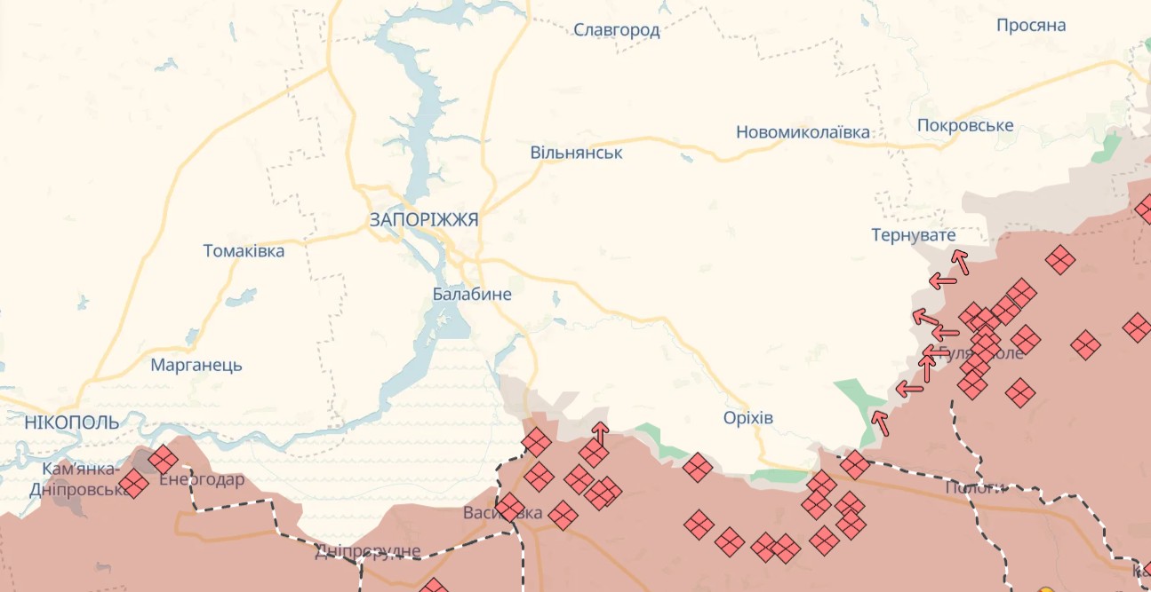 Лінія фронта на Запоріжжі